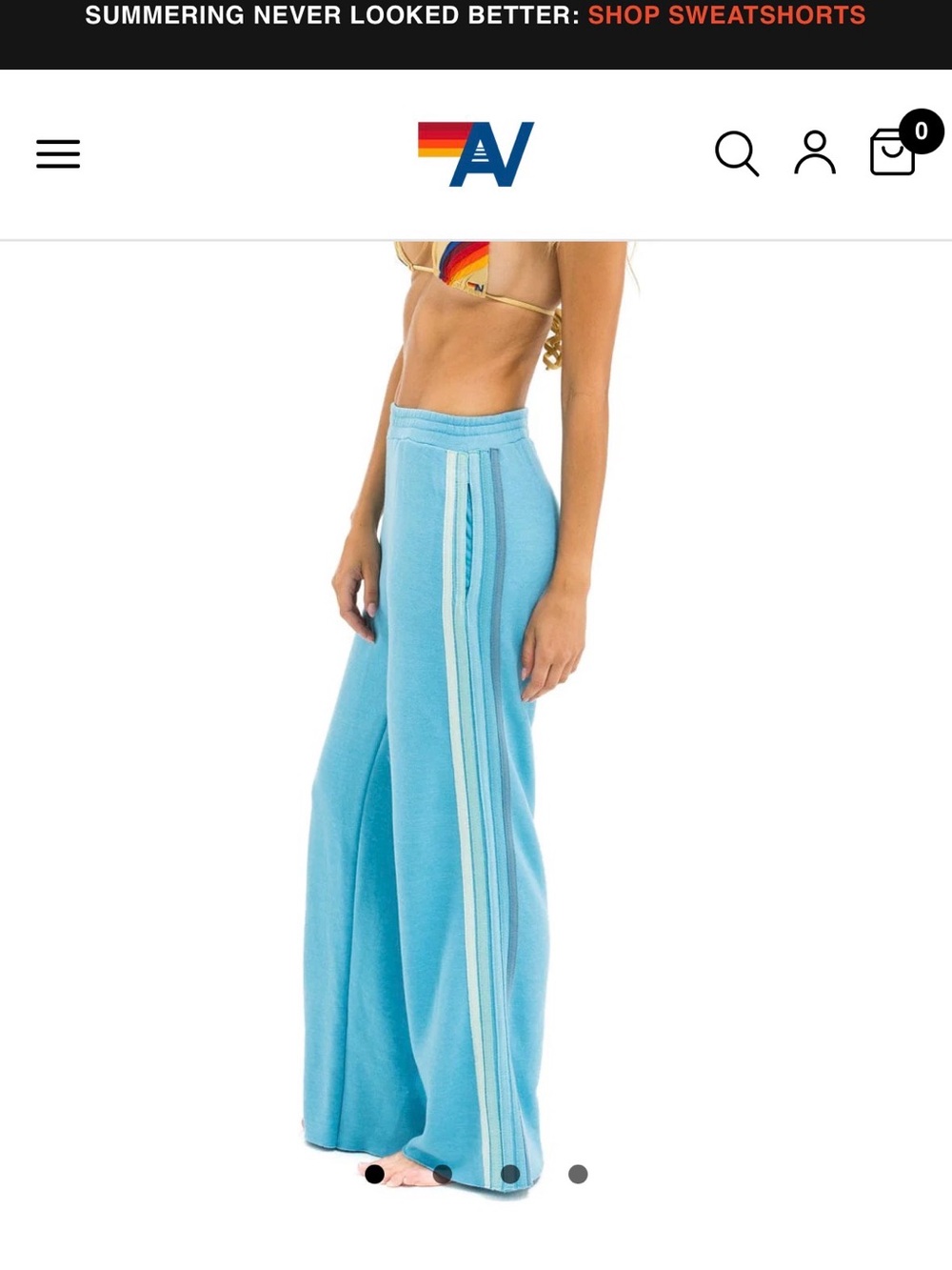 Aviator Nation wide leg sweatpants 5 stripe aqua. NWOT. Size XS
